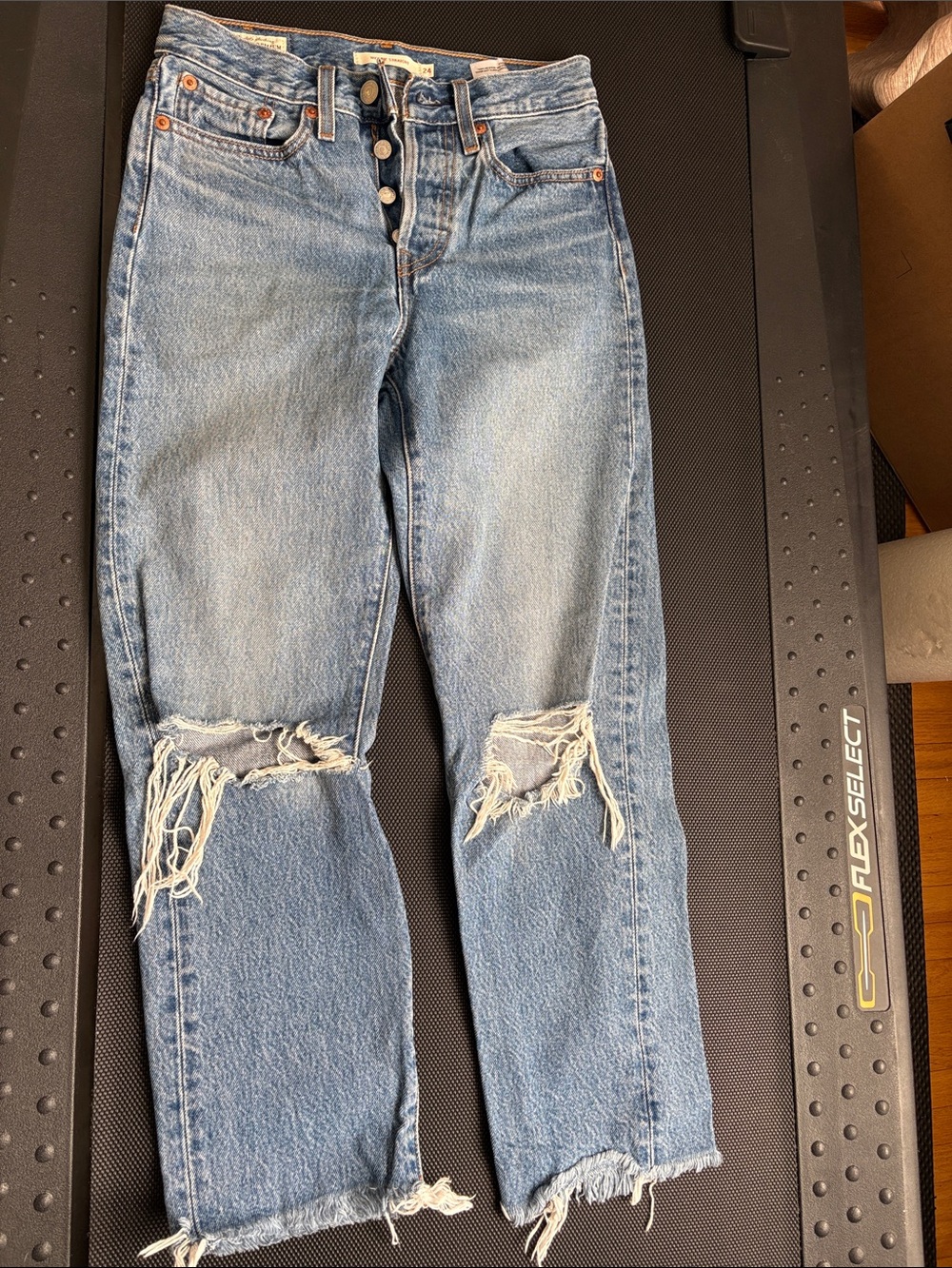 Levi's Light Blue Distressed Cropped Jeans